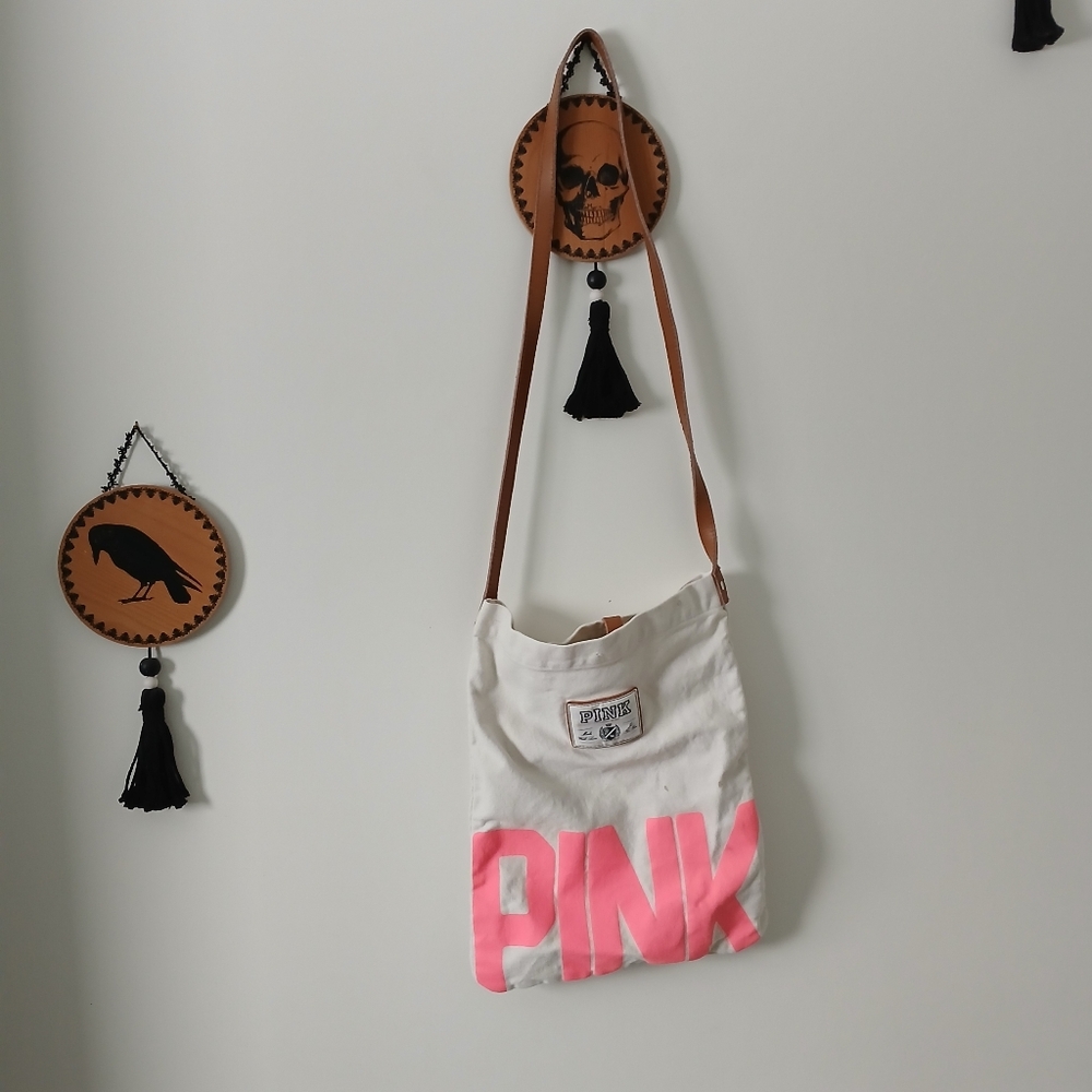 VS PINK Canvas Crossbody Tote Bag